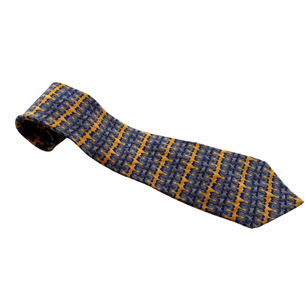 J. Garcia Silk Tie Mens One Size Megalith Collection Ten Abstract Geometric Blue - Picture 2 of 7